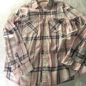 Aeropostale button down pink blue plaid XL